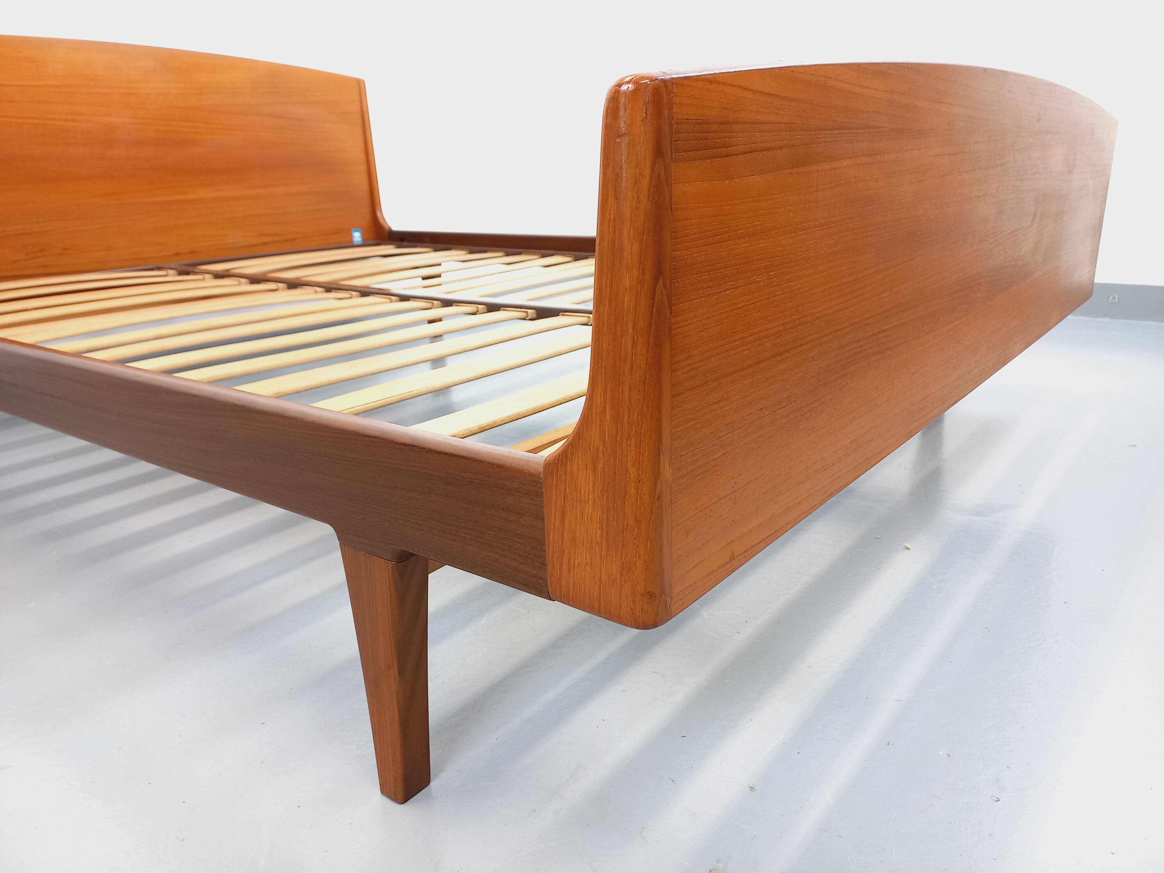 Carlström & Co vintage Scandinavian teak double bed from the 1960s