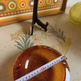 Vintage Amber Textured Glass Ashtray – 1970s – Space Style