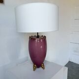Pink and gold ceramic tripod table lamp