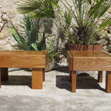 Low table pair in oiled solid elm, Regain house 1970