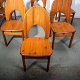Ensemble de 6 chaises de salle à manger en pin par Ranier Daumiller