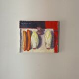 Old painting, still life with endive nuts and sausages, signed and dated 80