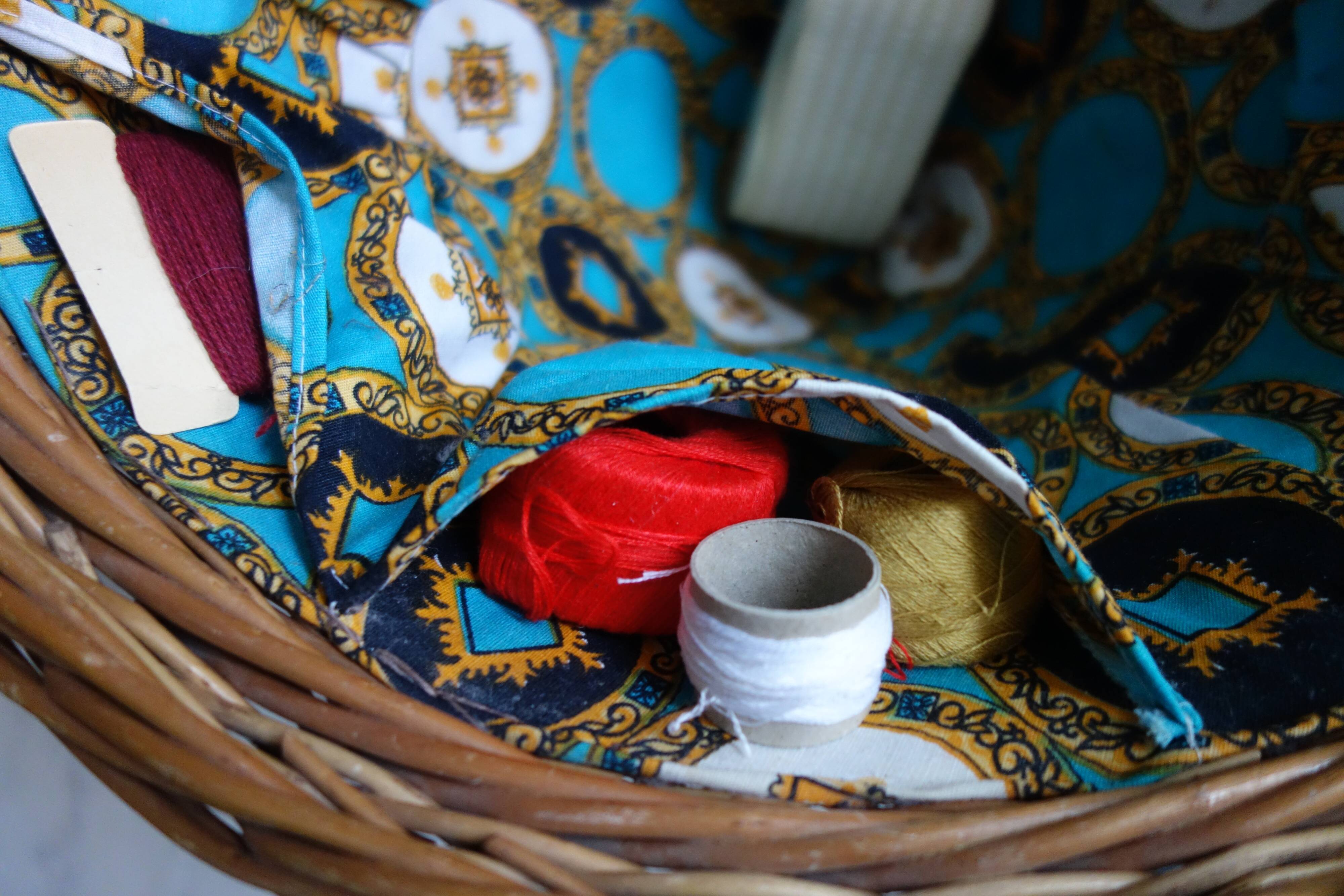 Rattan sewing basket 1950