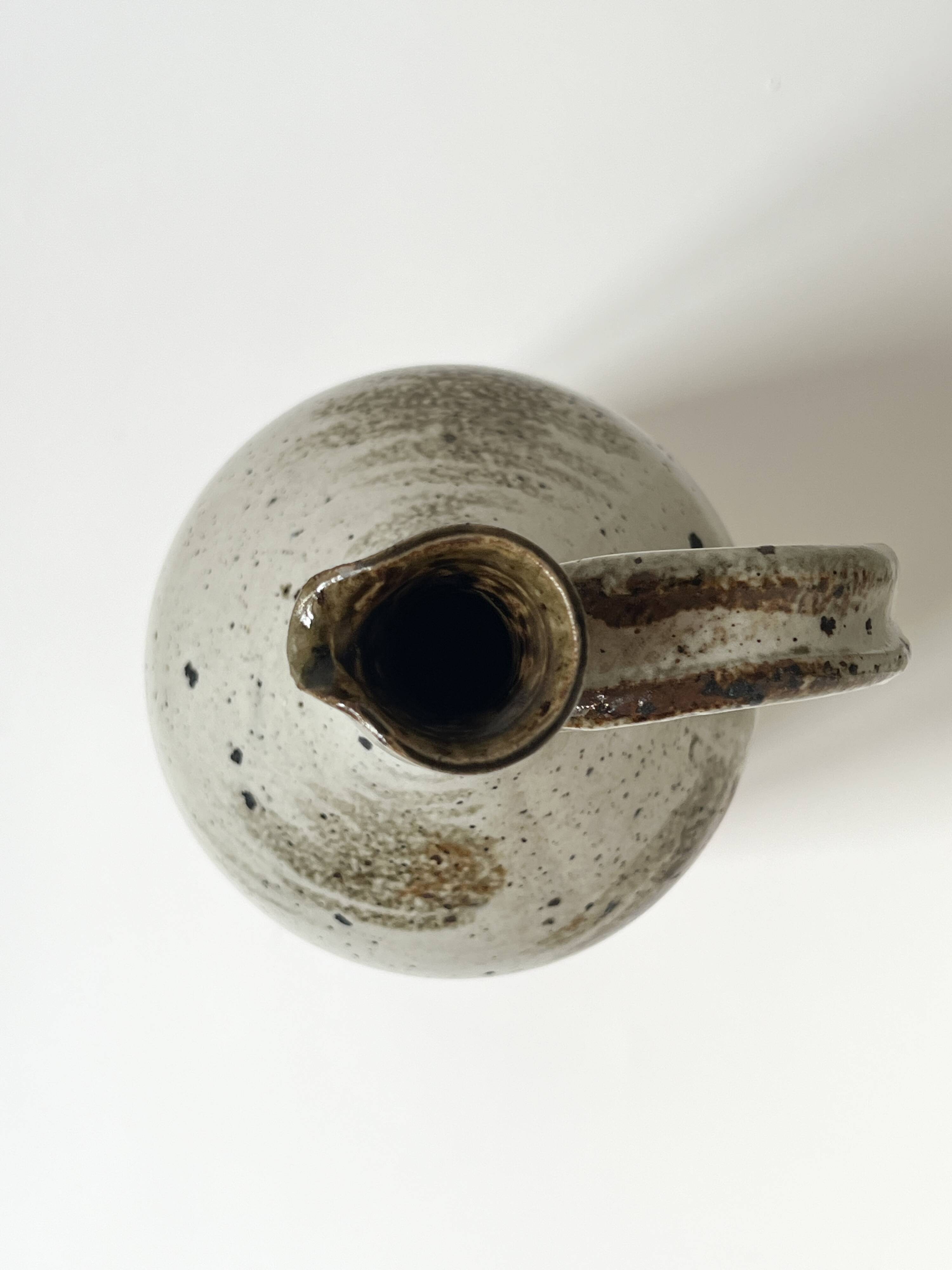 Large enamelled stoneware jug signed Albert Breton, FR Vézelay.