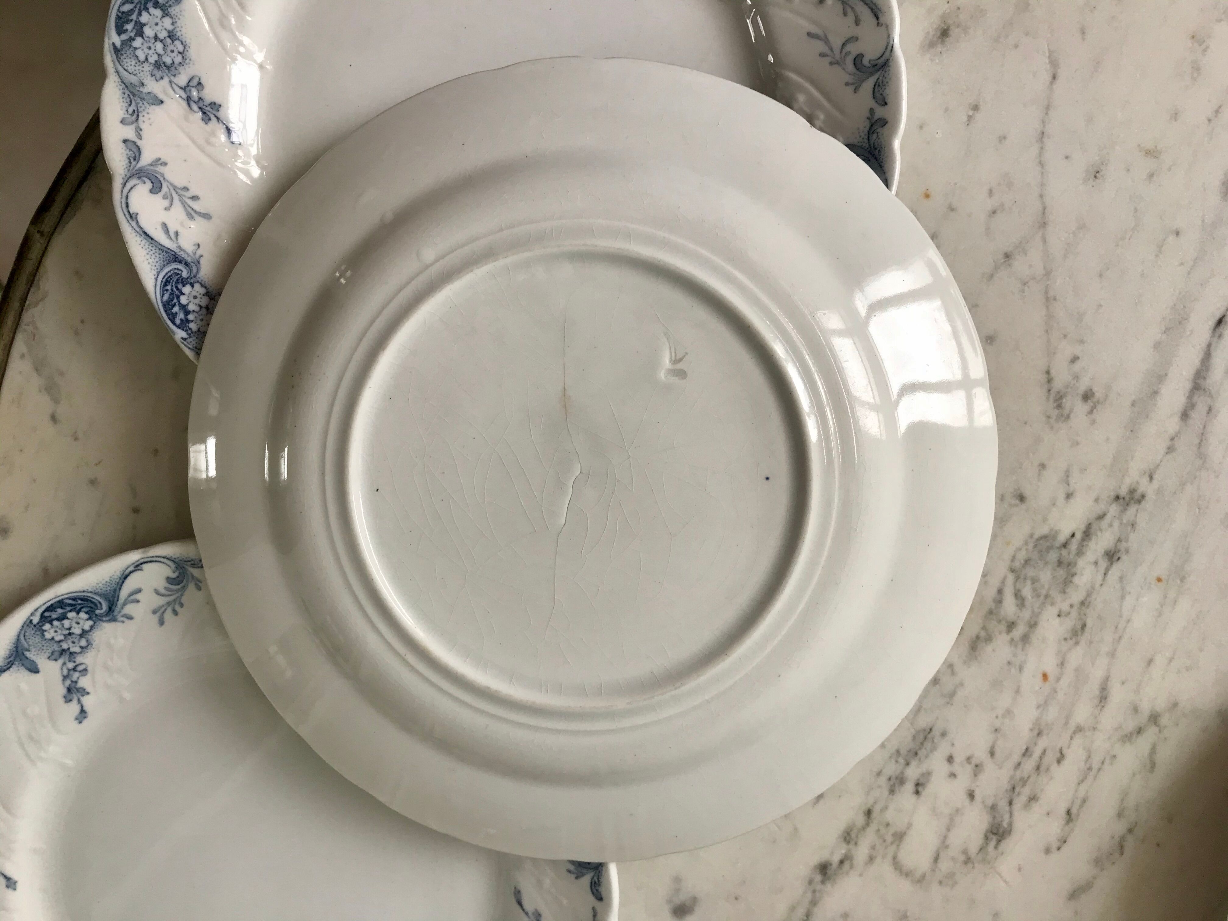 set of 6 dessert plates in K&G Lunéville Ironstone, "Angèle" model, late 19th century