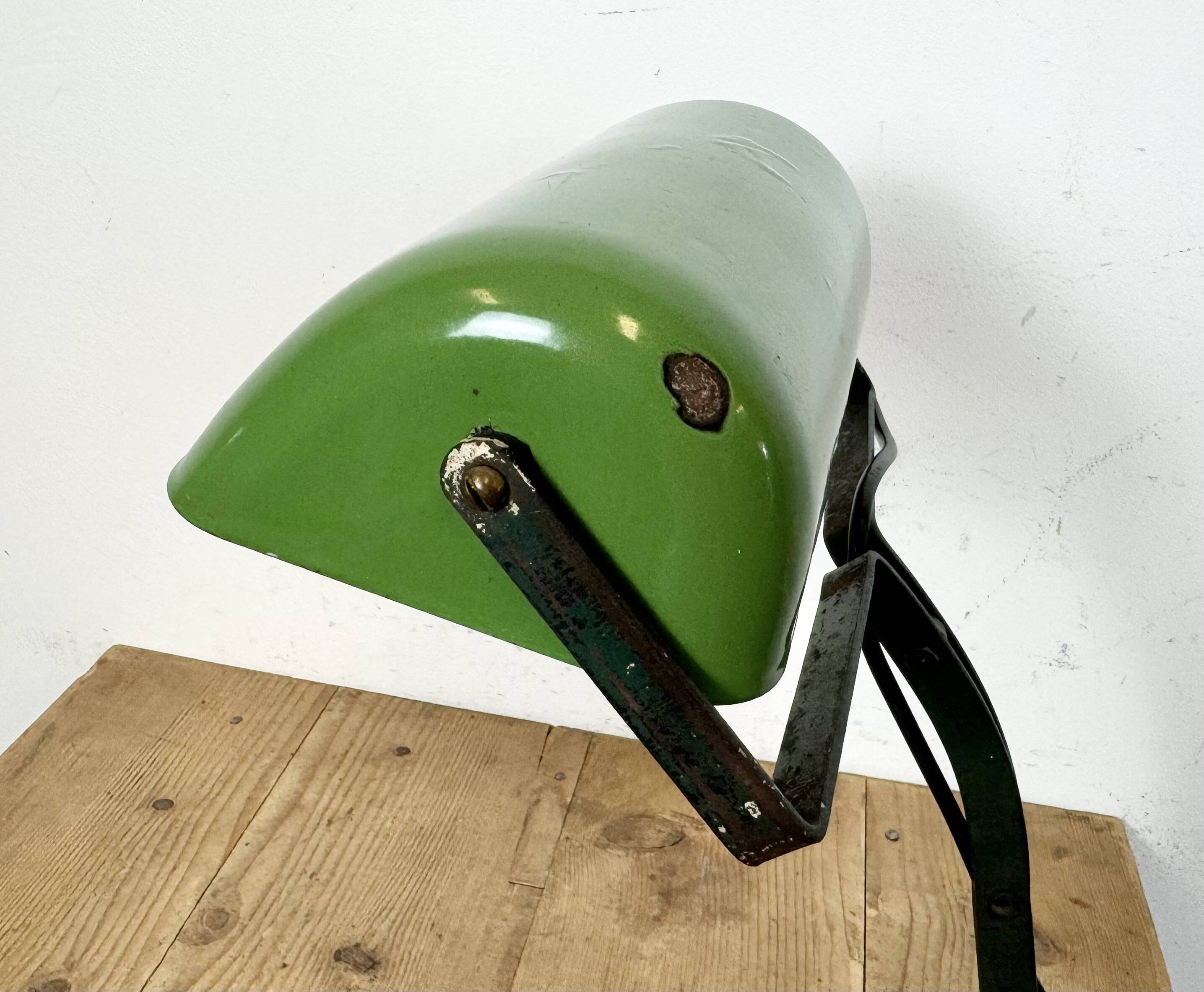 Vintage Green Enamel Bank Lamp, 1950s