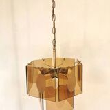 Mid Century Vistosi Smoked Glass Chandelier - Italian Pendant Light