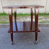 Scandinavian dark oak glossy serving trolley