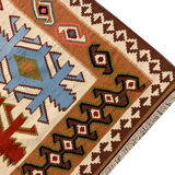 Cream wool turkish kilim handwoven tribal area rug 143x240cm