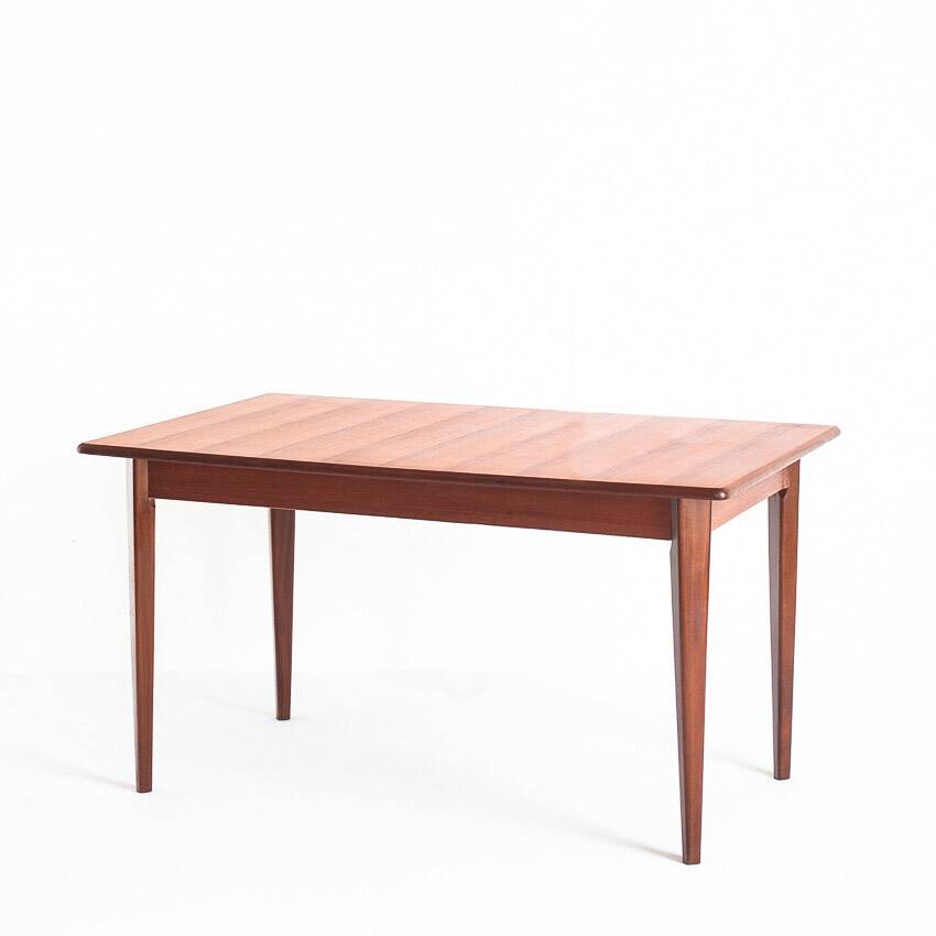 Vintage Scandinavian style table with central extension. Teak wood. France, 1960s