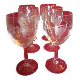 6 verres a eau grave grappe de raisins