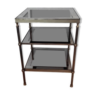Side table in brass and smoked glass