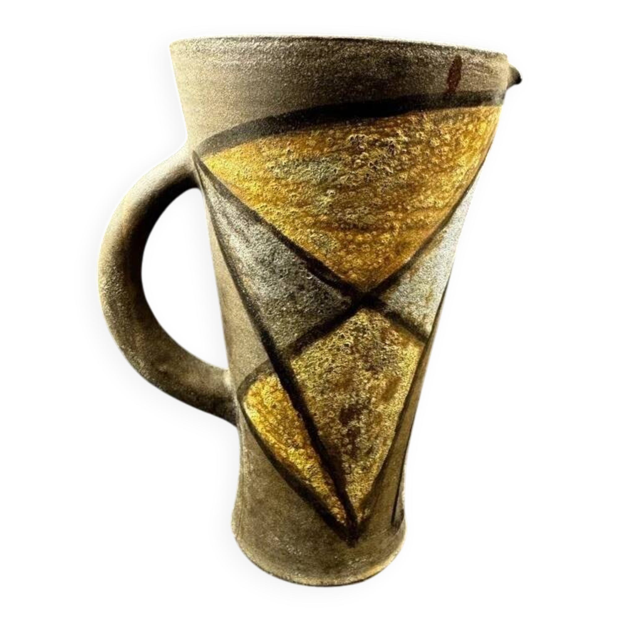 Alexandra Kostanda, enamelled stoneware pitcher, Vallauris, 1960s