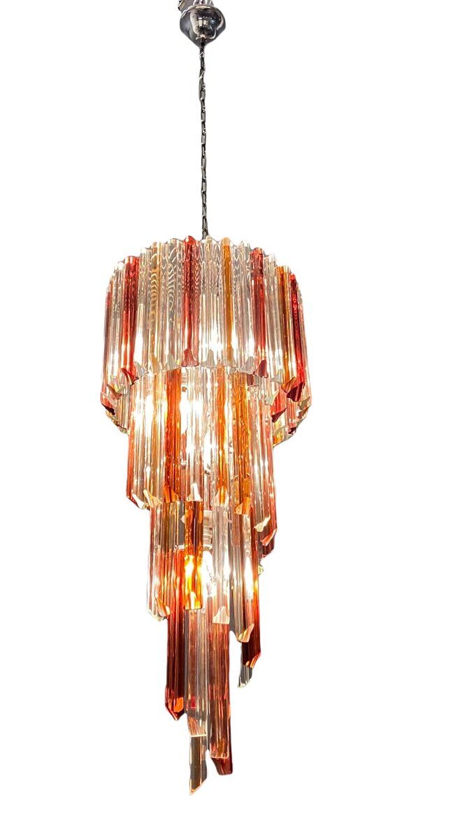 Italian Murano Glass Prism Spiral Chandelier