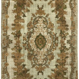 Handwoven overdyed turkish 1970s 170 x 271 cm brown carpet