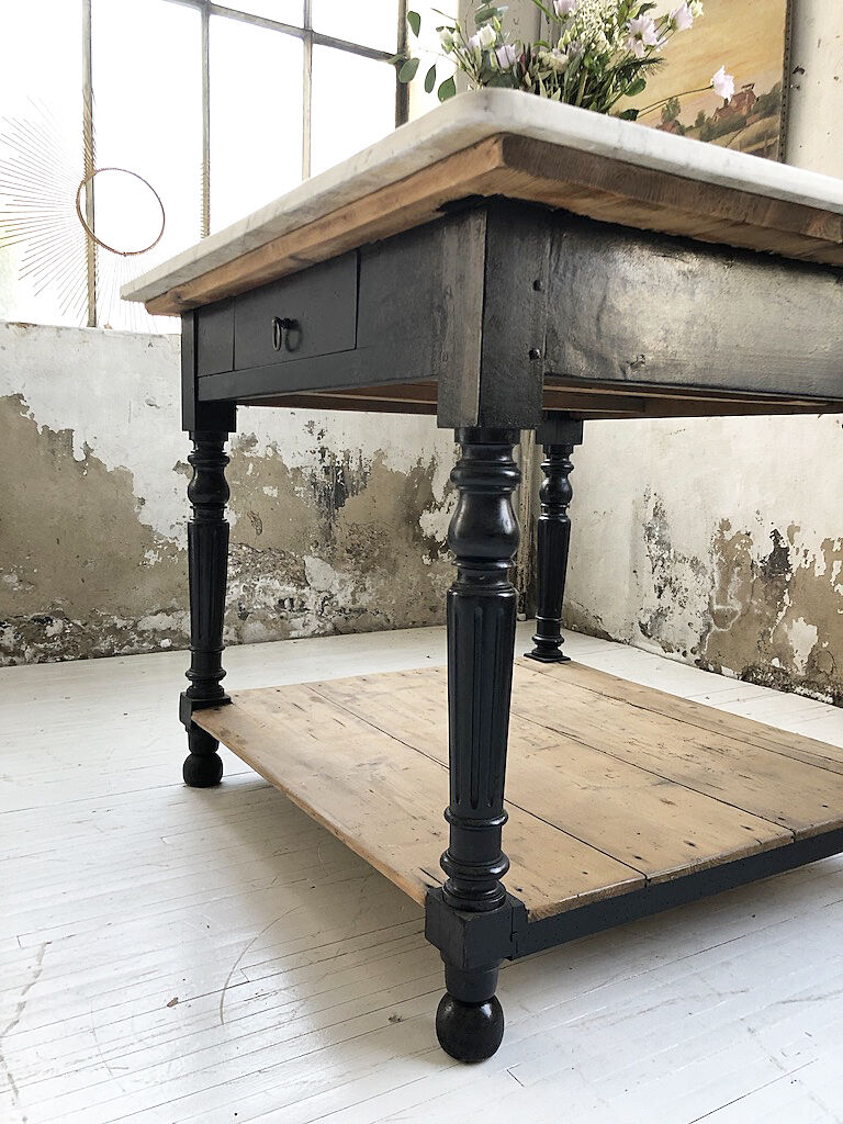 Butcher's table work central island marble