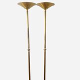 Two Lucien Gau floor lamps in bronze
