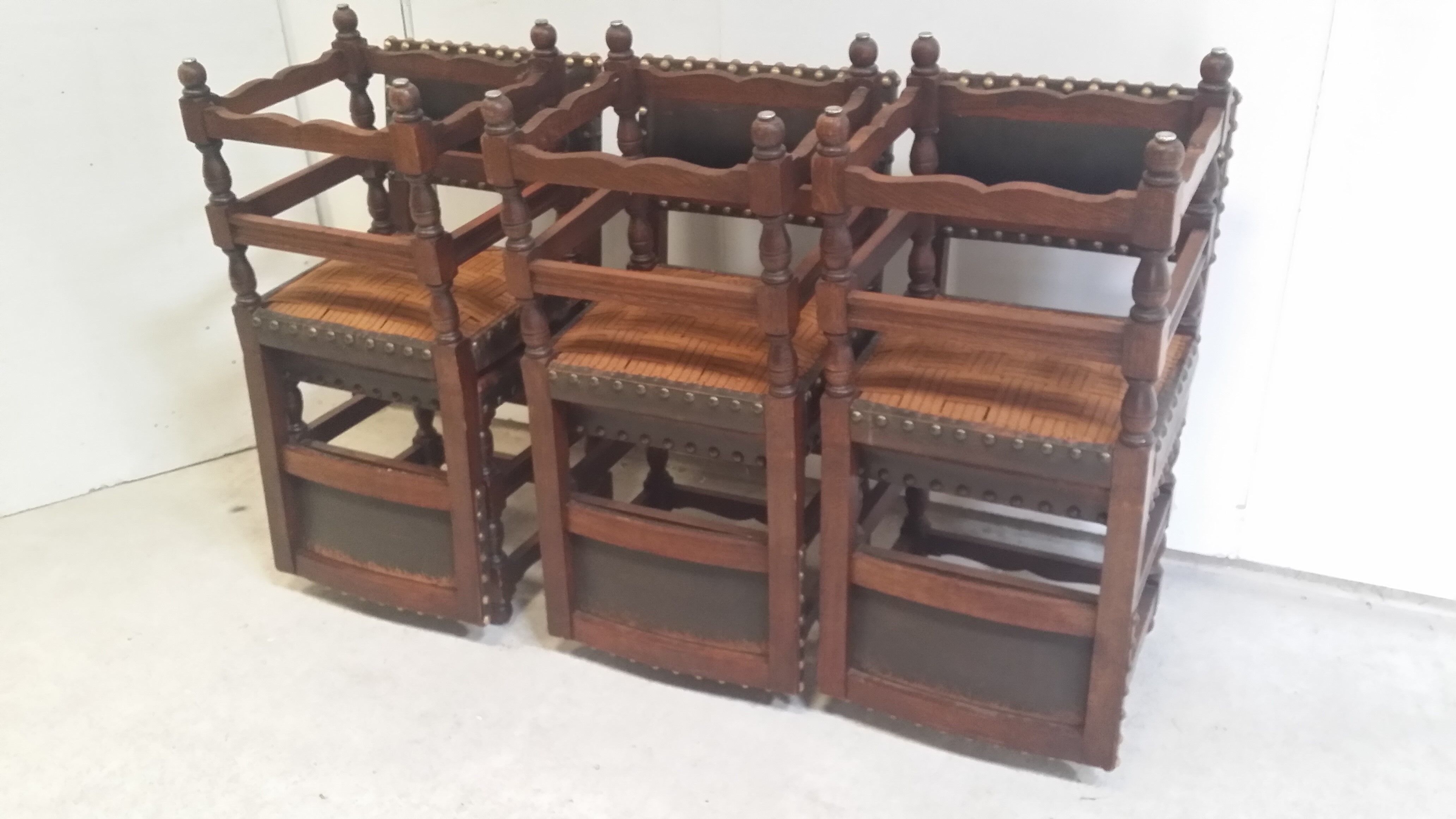 a set of six leather chairs and nails