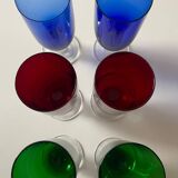 6 glasses on colored stems