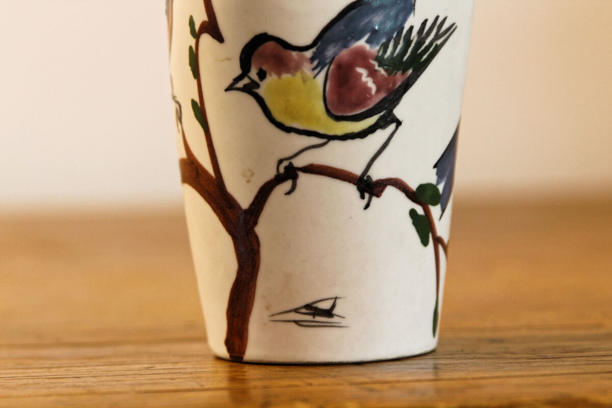 Vase Vallauris signed, birds