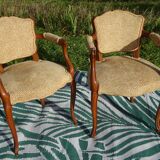 Pair of Louis XVI armchairs, upholstered in giraffe-pattern velvet