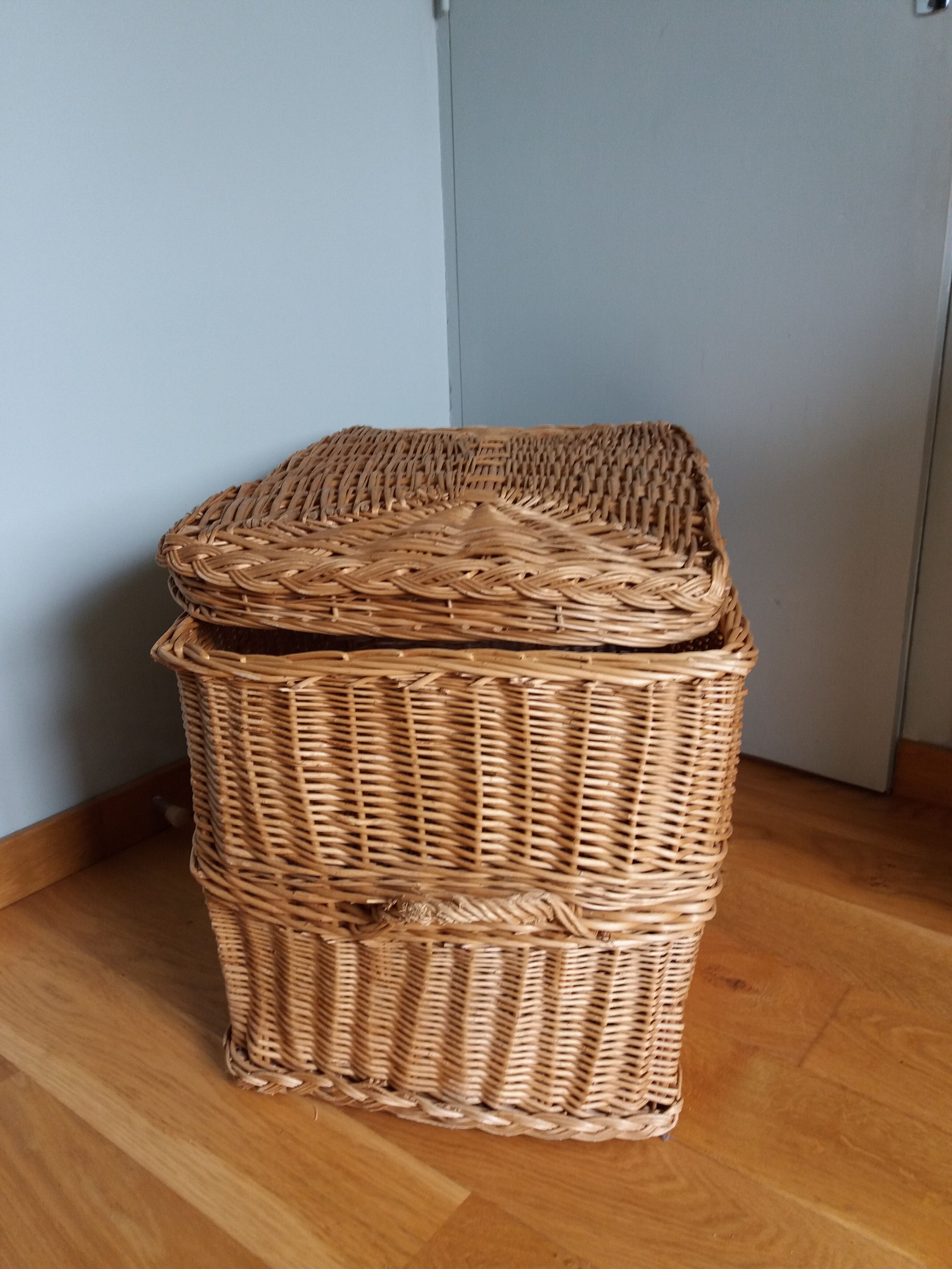 Panier en osier rotin grand coffre à jouets