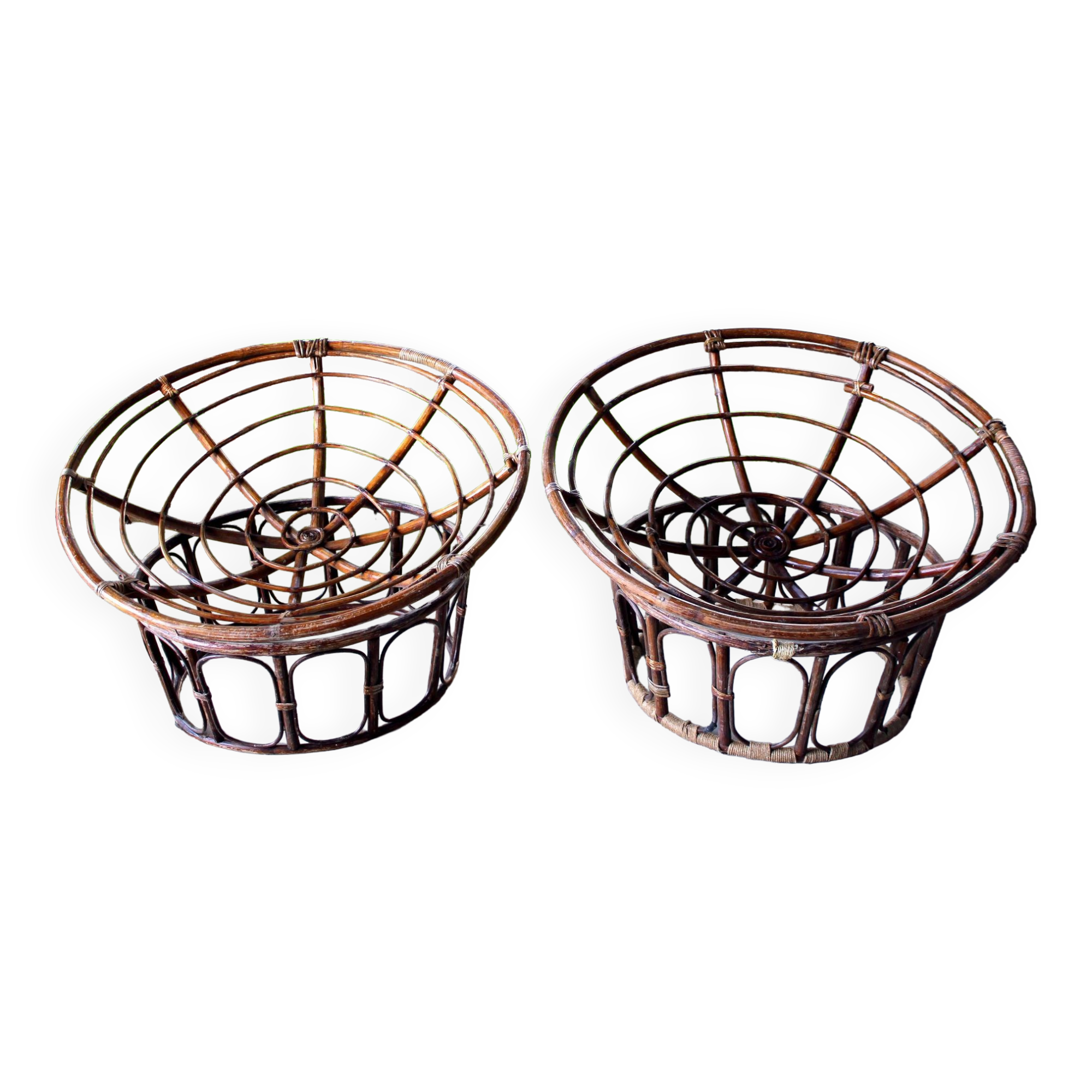 Pair of papasan rattan armchairs from the 1970s