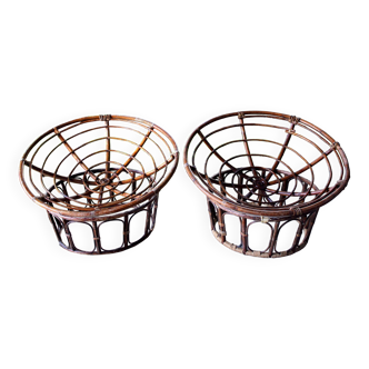 Pair of papasan rattan armchairs from the 1970s