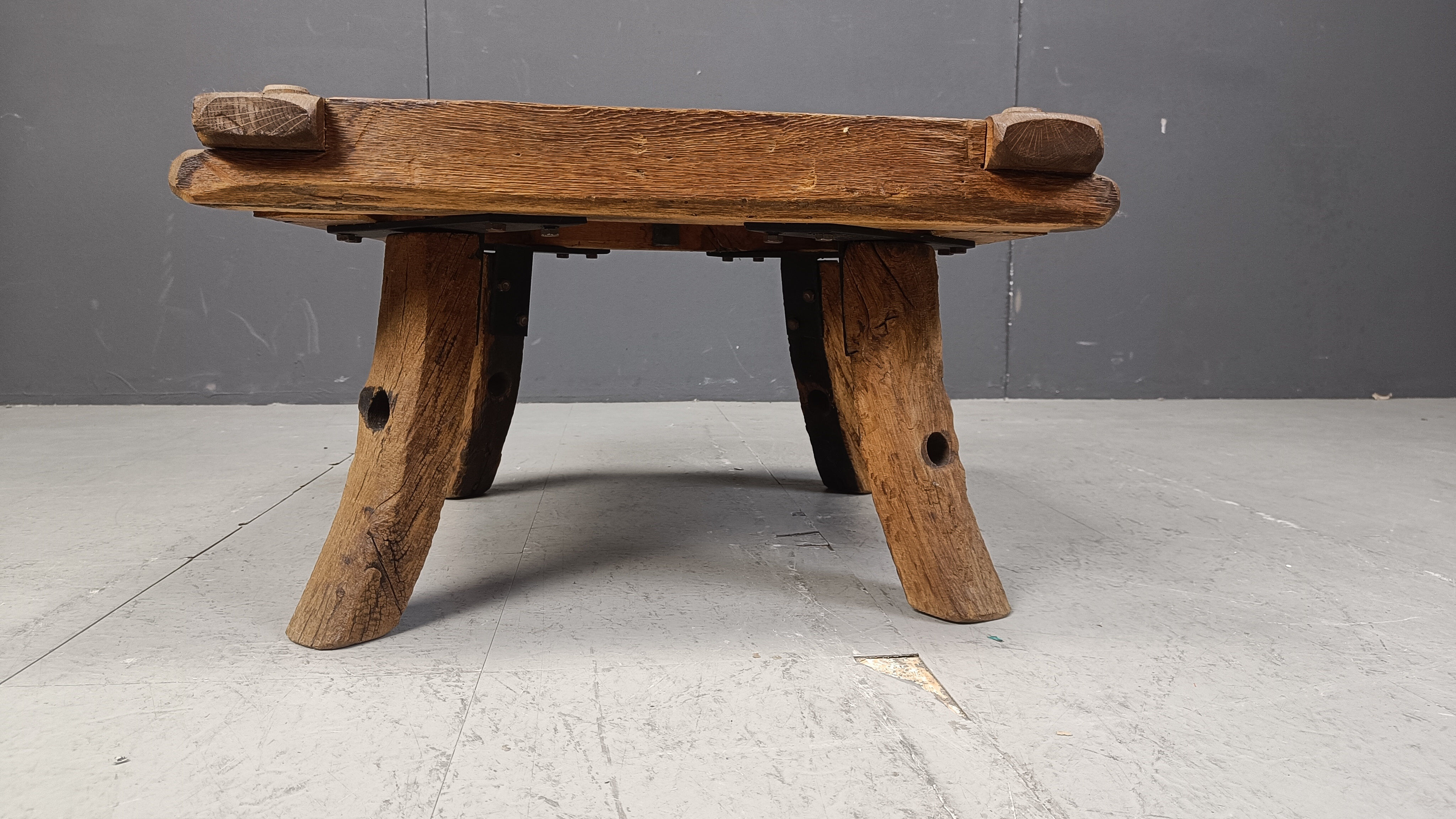 Vintage copper plated brutalist coffee table, 1970s