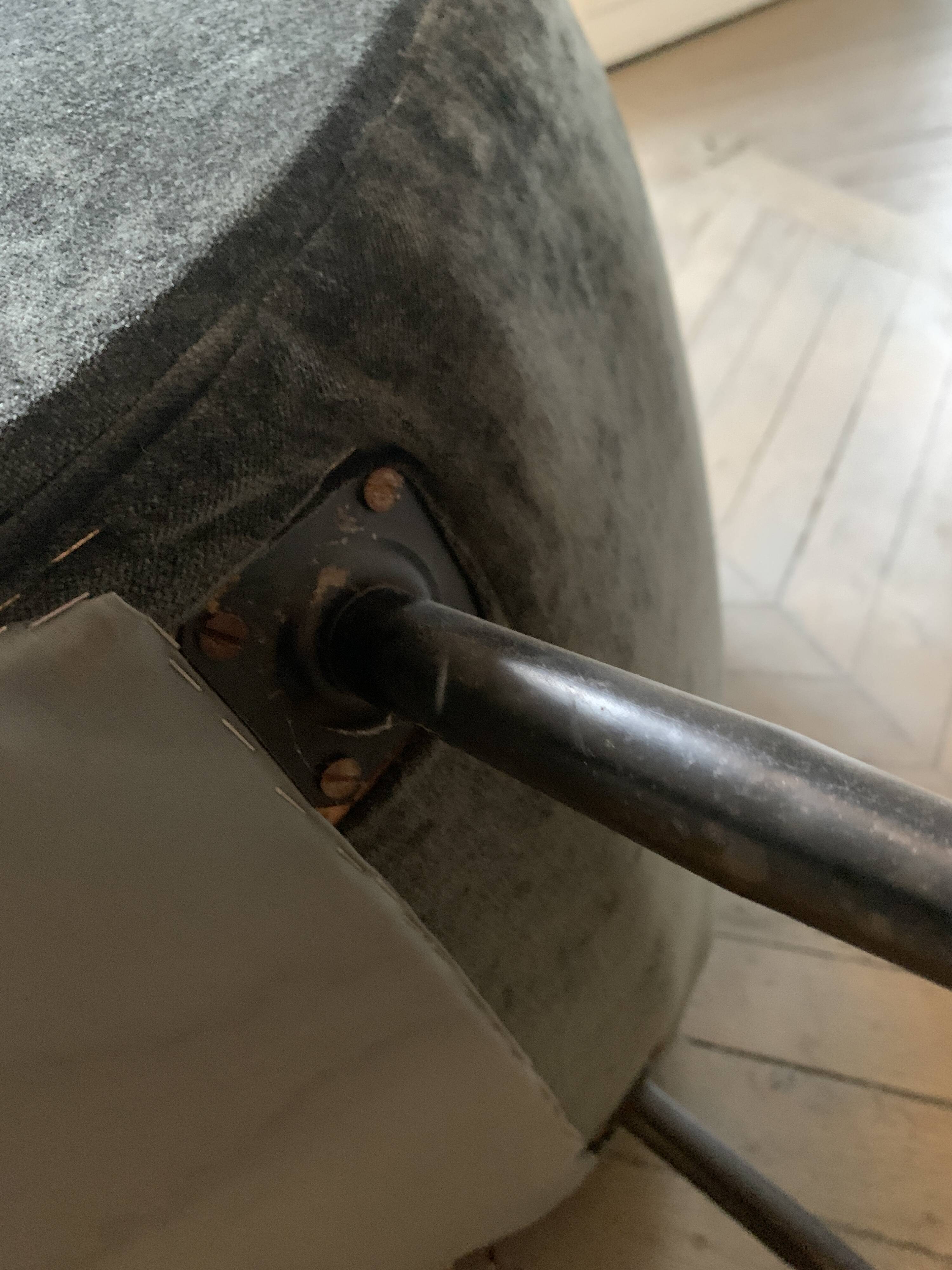 Fauteuil italien 1950' restauré velours anthracite