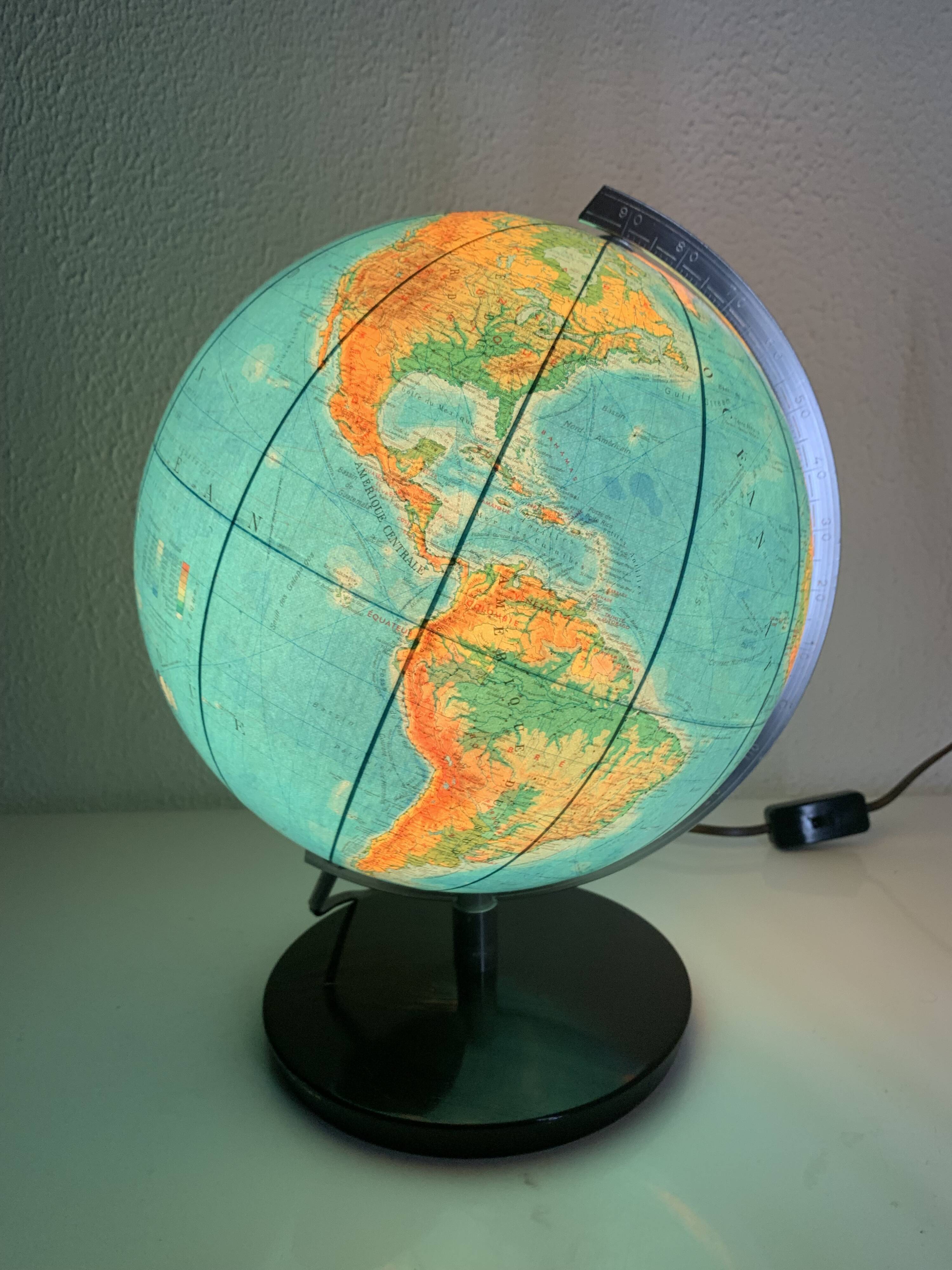 Vintage globe 1976 German terrestrial (French) JRO changeable image - 34 cm