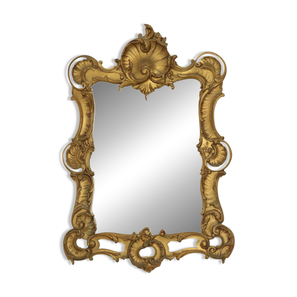 Miroir crésted italien style rococo en résine dorée 84 cm — Beyit