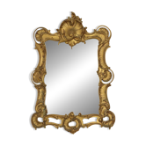 Miroir crésted italien style rococo en résine dorée 84 cm