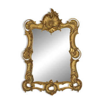 Italian Crested Mirror Rococo Style Gold-Colored Resin 84cm