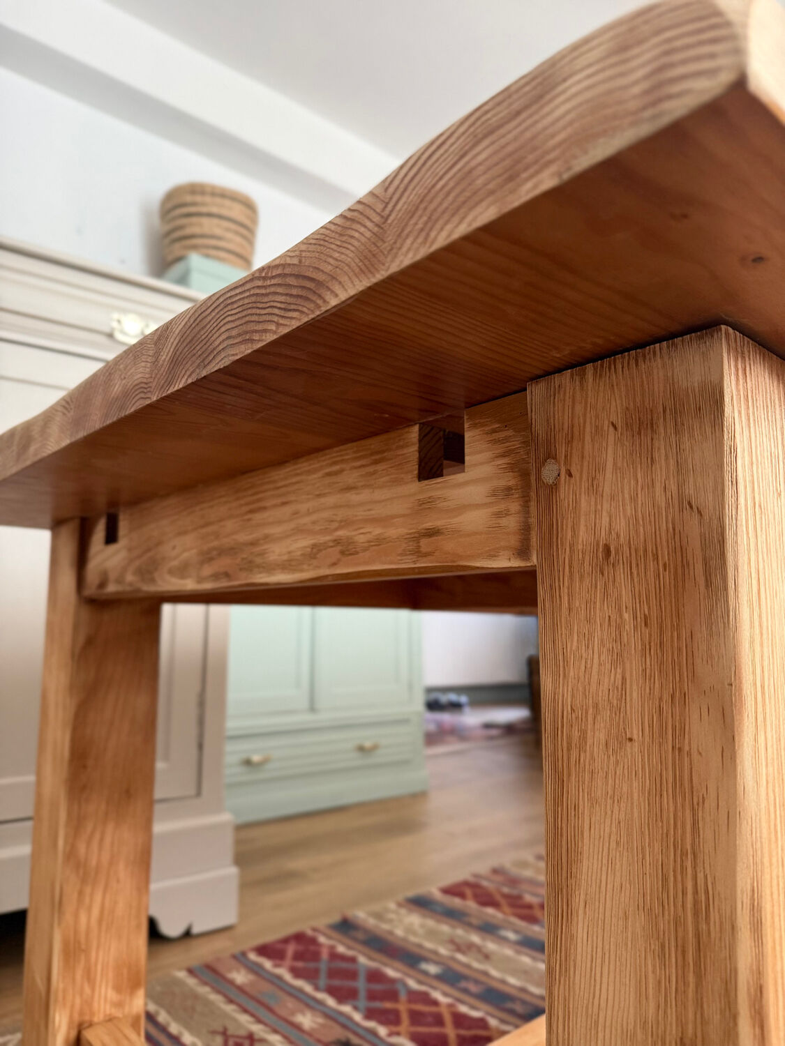 Large farmhouse table in solid ash
