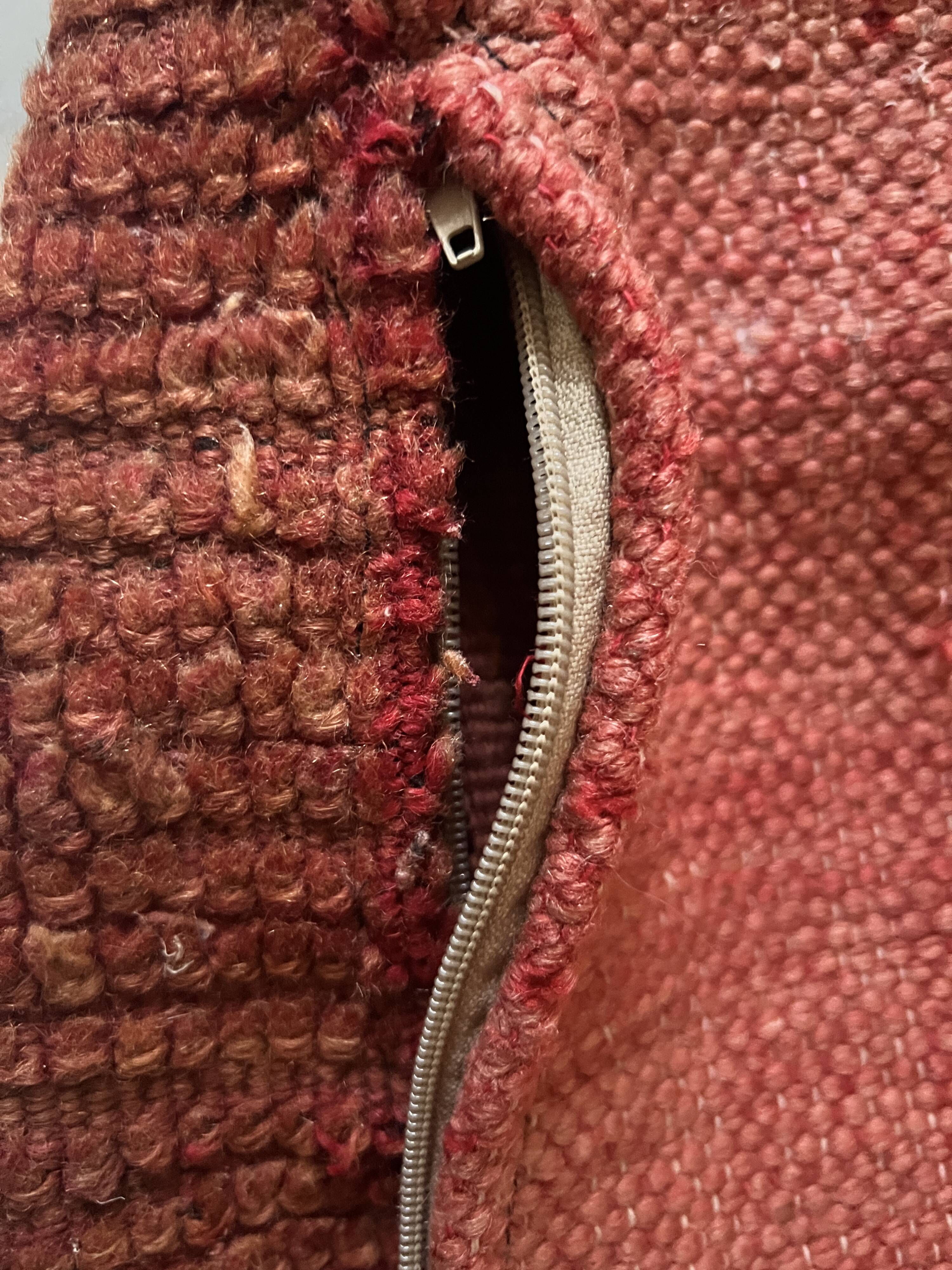 Vintage Berber pouf in handwoven wool