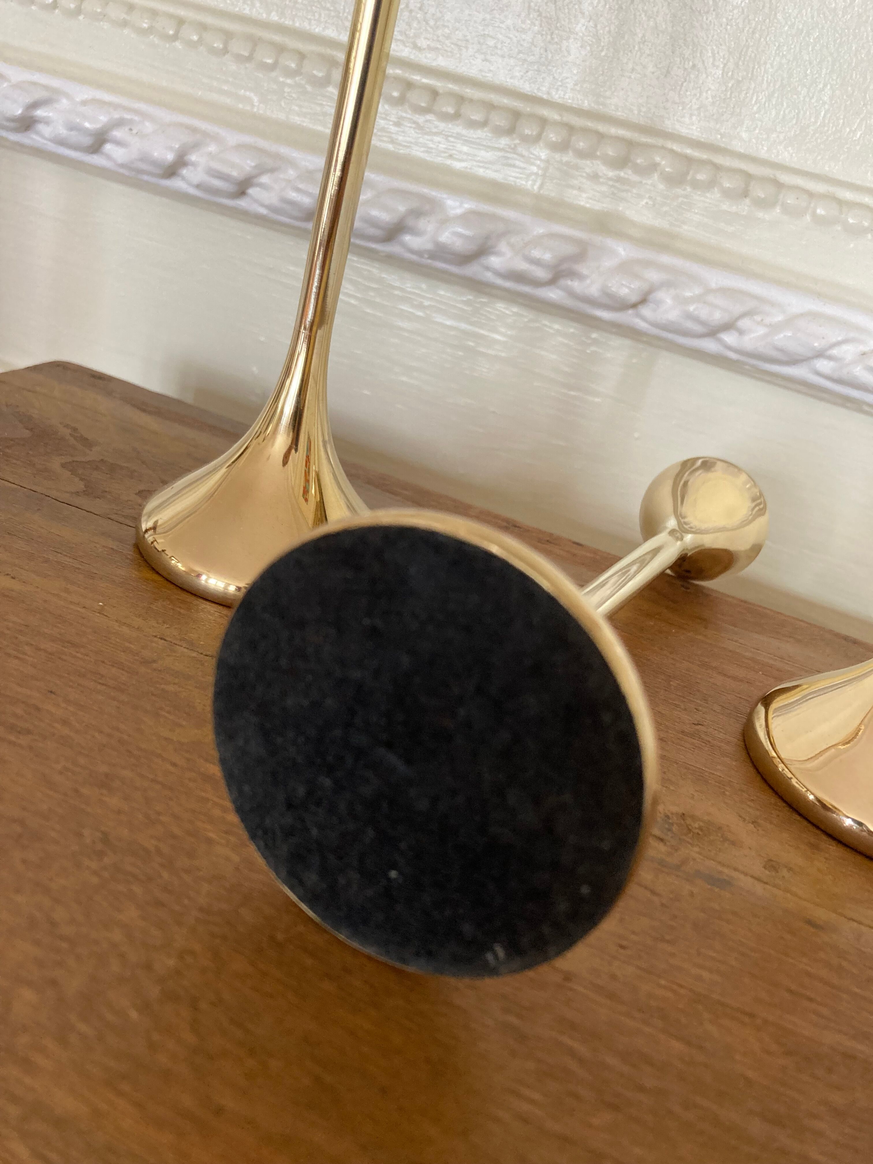 Set of 3 scandinavian brass candle holders