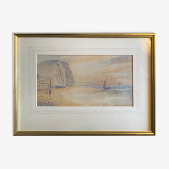 Tableau aquarelle marine par Gustave de Breanski (c.1856-1898)