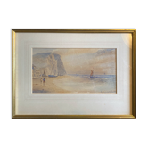 Tableau aquarelle marine par Gustave de Breanski (c.1856-1898)