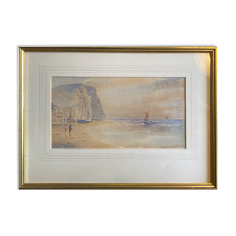 Marine watercolor painting by Gustave de Breanski (c.1856-1898)