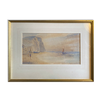 Tableau aquarelle marine par Gustave de Breanski (c.1856-1898)