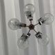 Suspension vintage 5 feux, verre et chrome