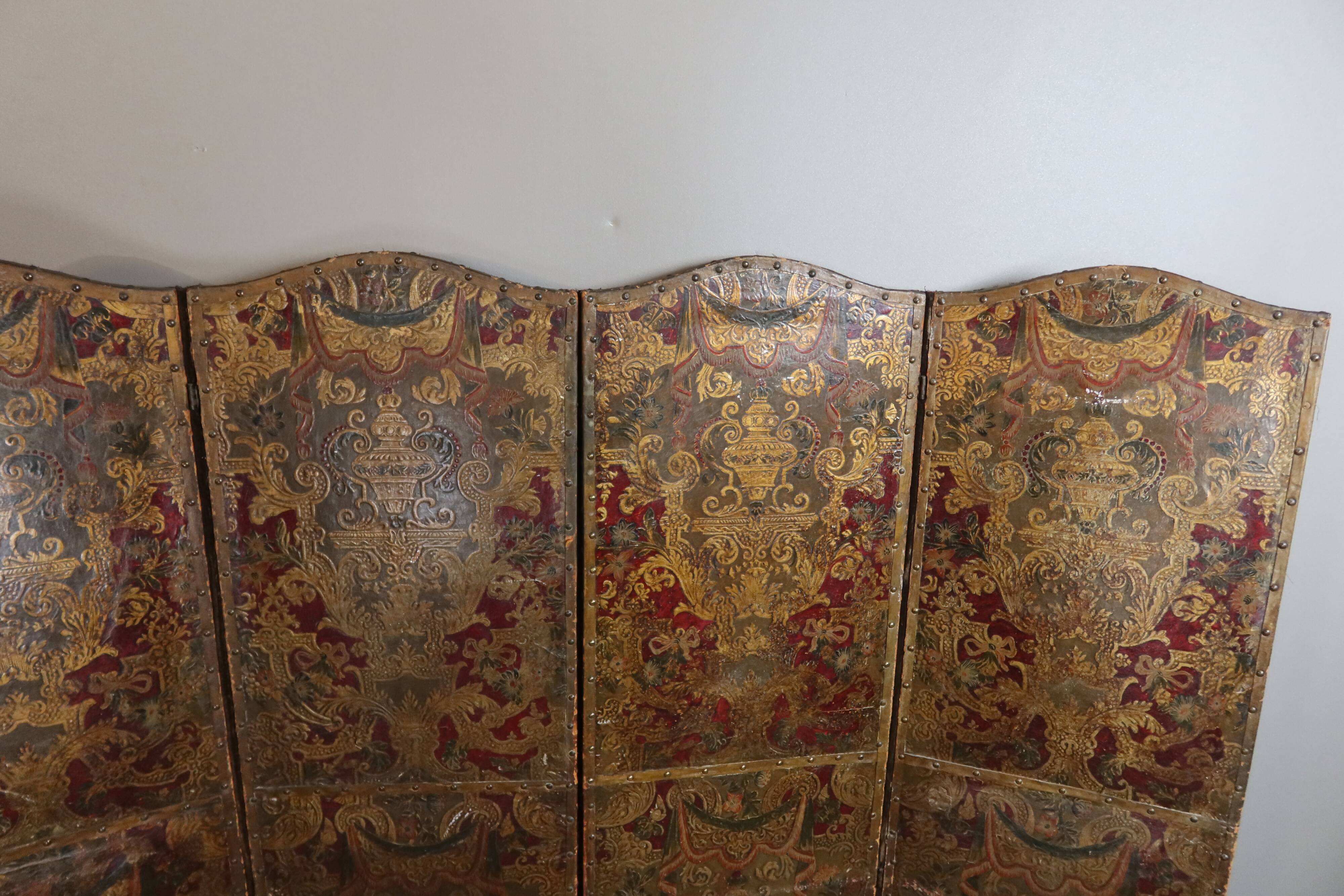 17th-century Cordoba leather screen