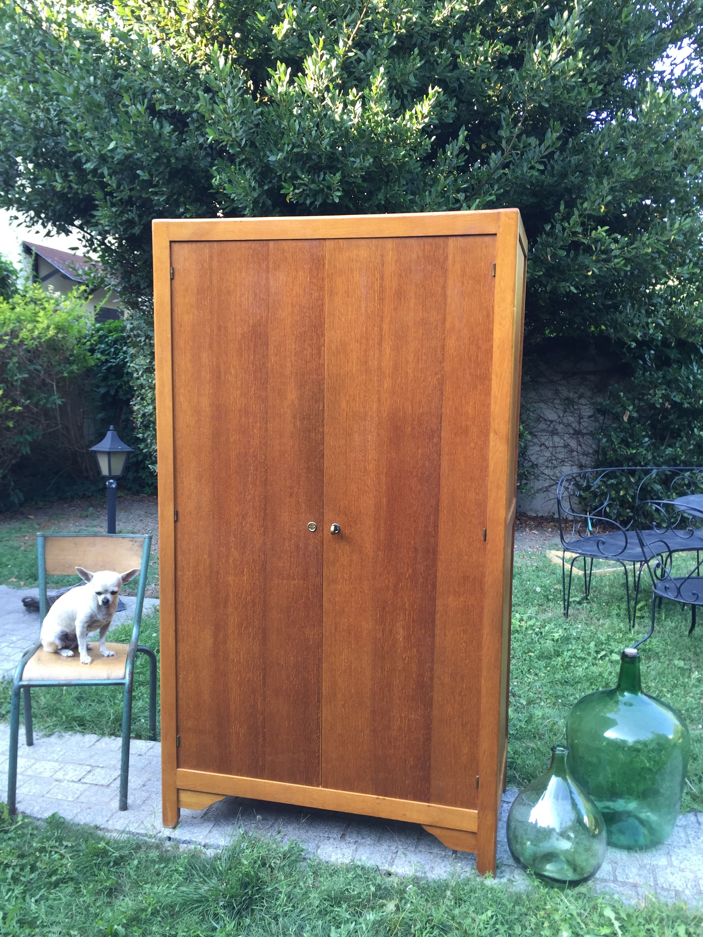 School vintage 1950 in blond oak wardrobe