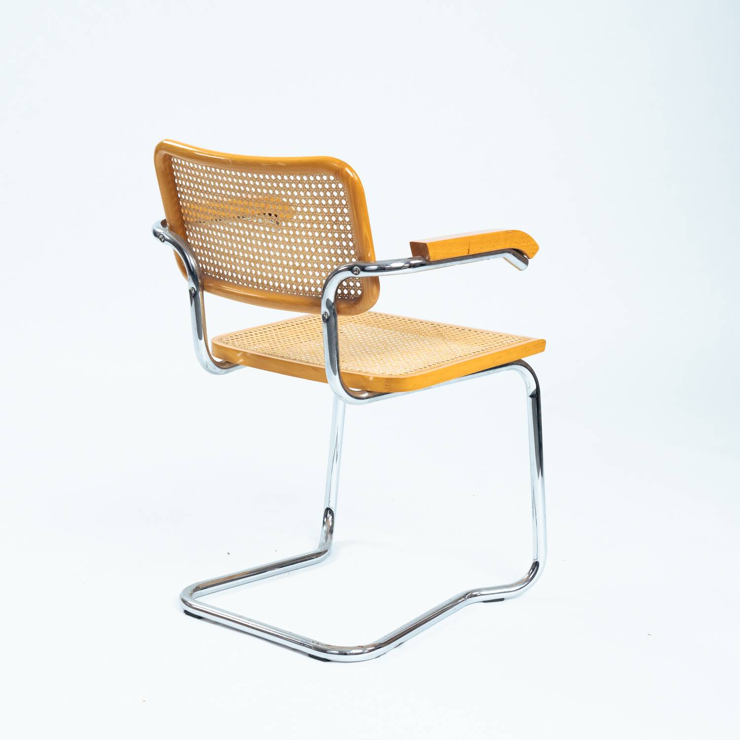 4 Bauhaus wicker chairs, in the style of Marcel Breuer, stackable