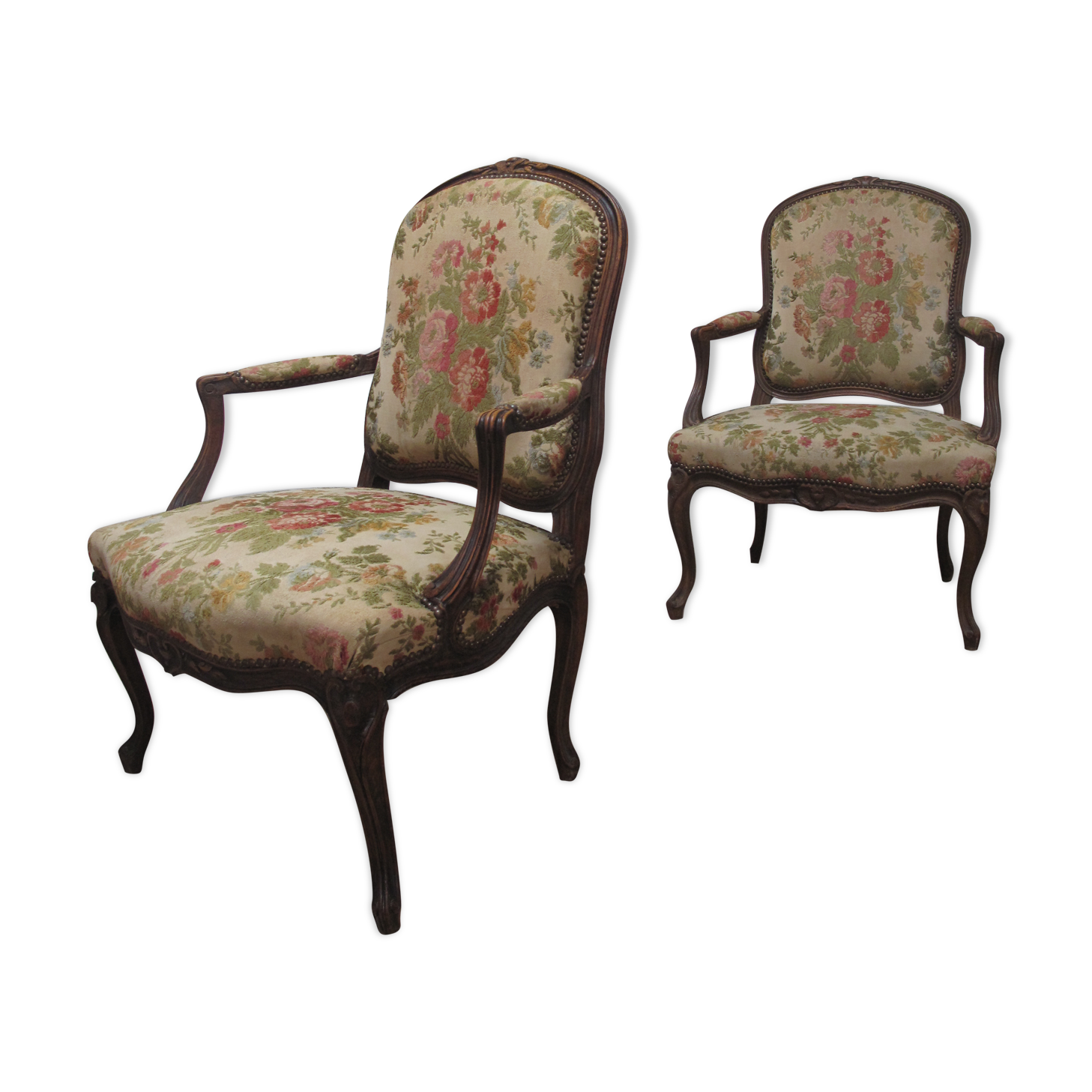 2 Louis XV convertible armchairs