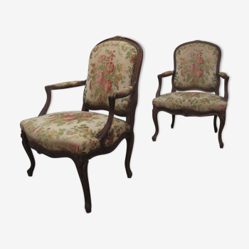 2 fauteuils cabriolets Louis XV