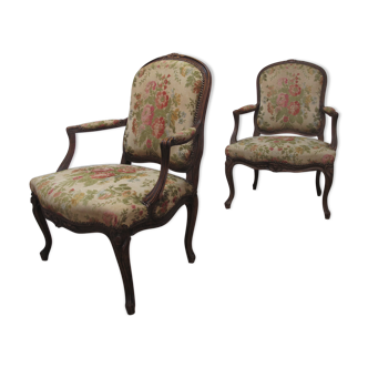 2 Louis XV convertible armchairs