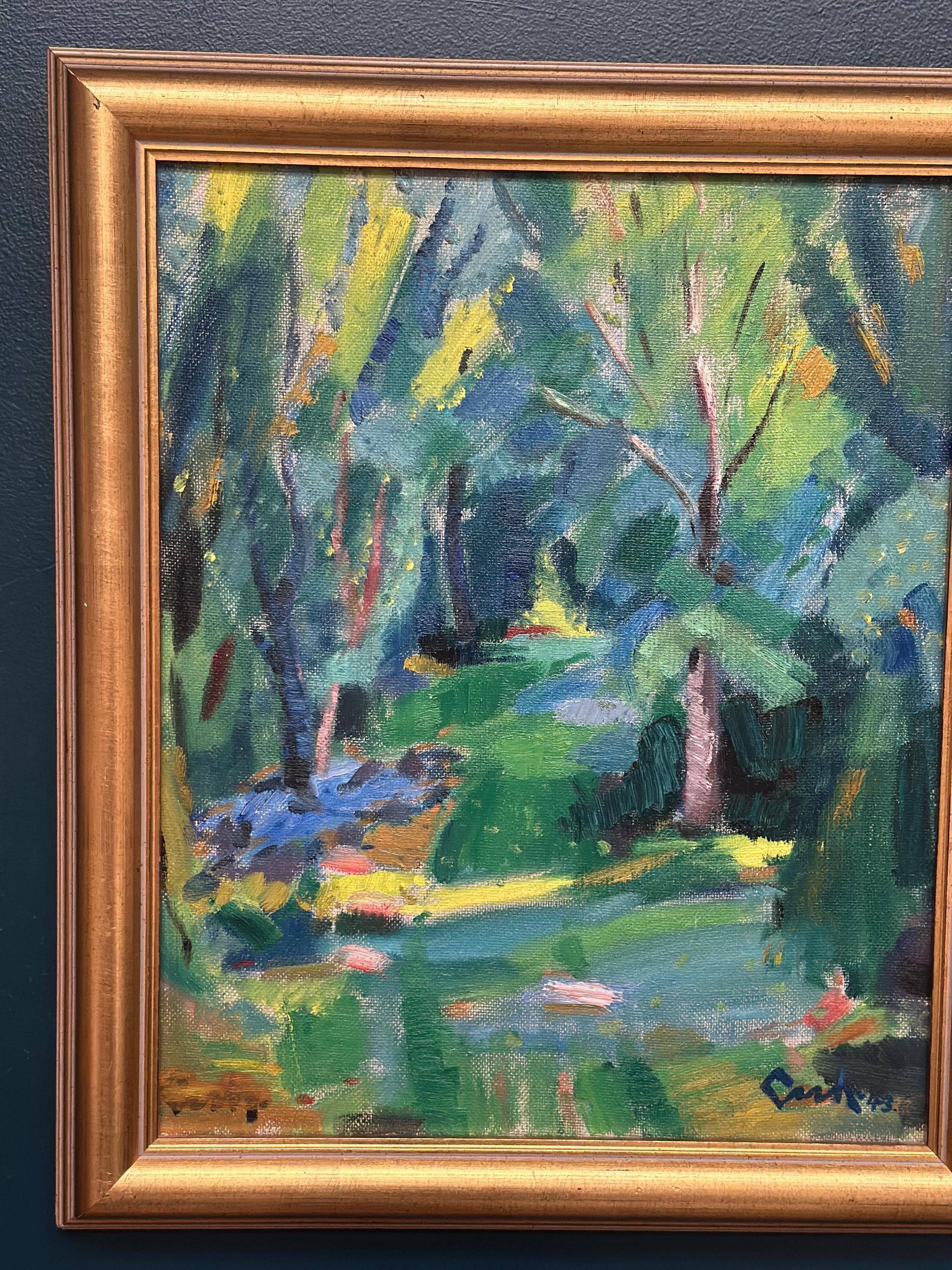Original Swedish Oil on Panel – “Forest” by Gerhard Lundberg – Dated 1943