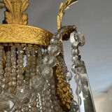 Large 19th century Empire Montgolfière chandelier in bronze and crystal